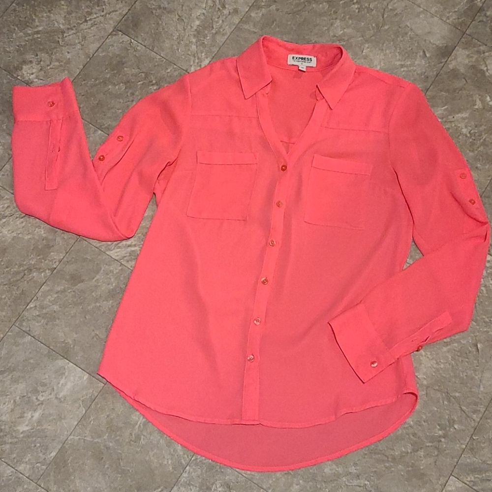 EXPRESS The Portofino Shirt hot pink‎ - Picture 3 of 4